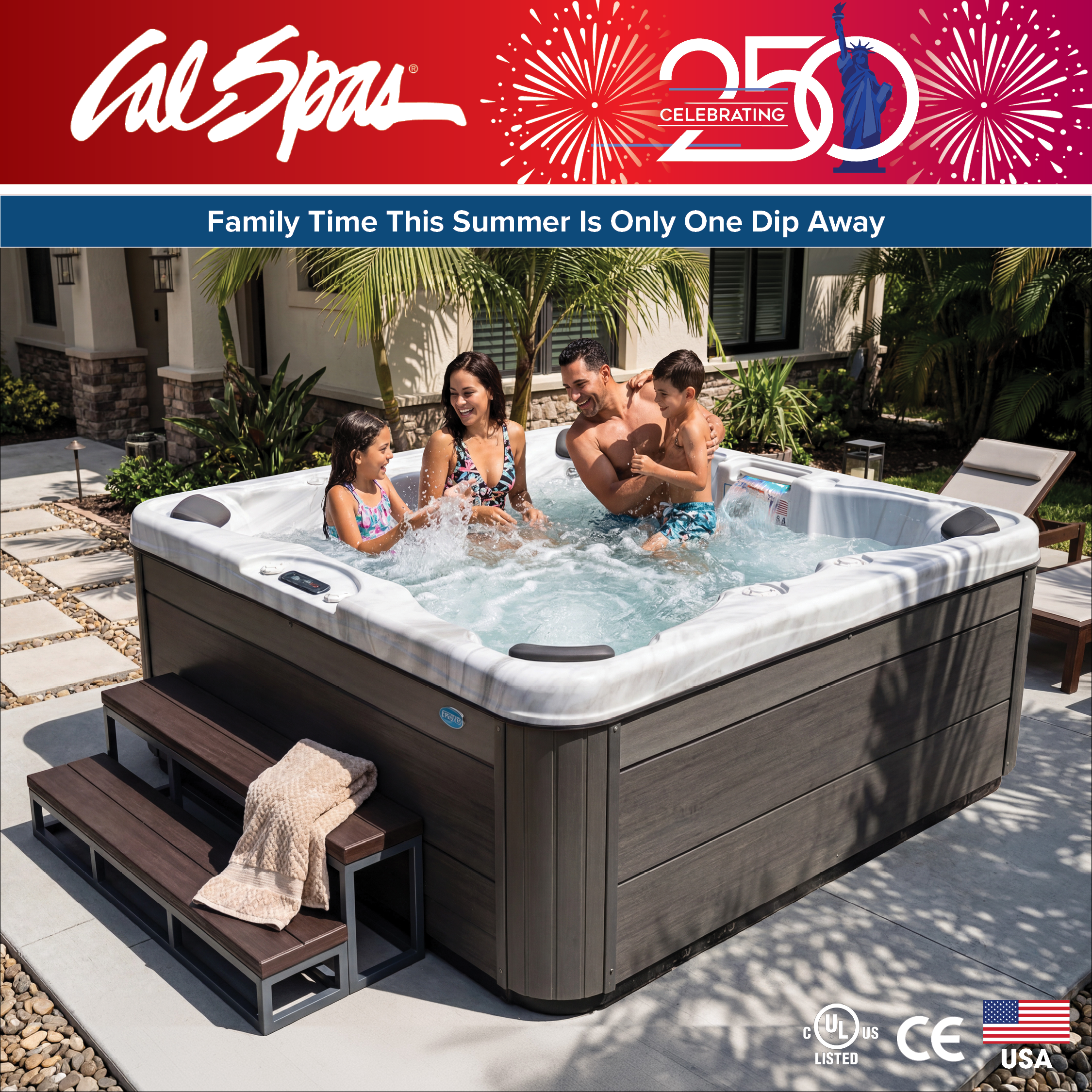 Calspas hot tub being used in a family setting - Oshkosh